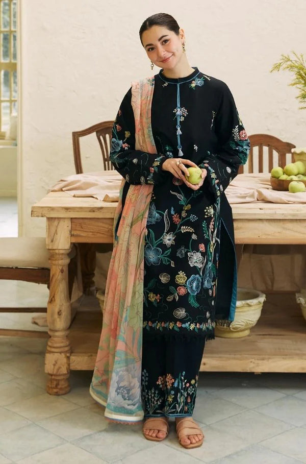 Zara Shah Jahan - 3PC Lawn Embroidered Shirt With Slub Lawn Printed Dupatta And Lawn Trouser - Z907