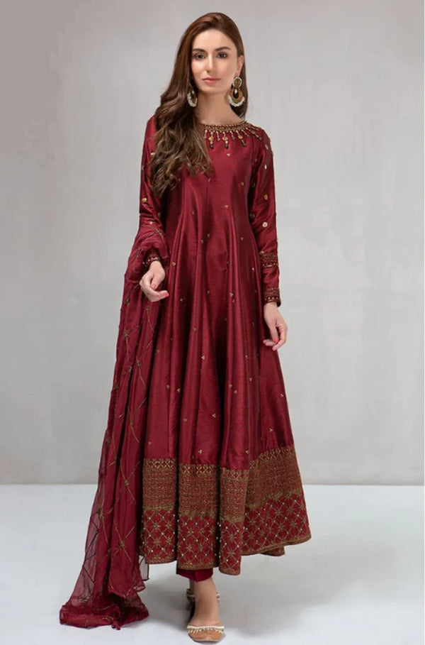 3 Piece - Embroidered Silk Suit - Z906